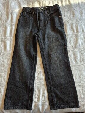 ECKO UNLTD boys size 5 black denim jeans adjustable waist VGUC